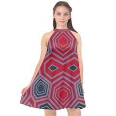 Abstract Pattern Geometric Backgrounds  Halter Neckline Chiffon Dress  by Eskimos