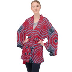 Abstract Pattern Geometric Backgrounds  Long Sleeve Velvet Kimono 