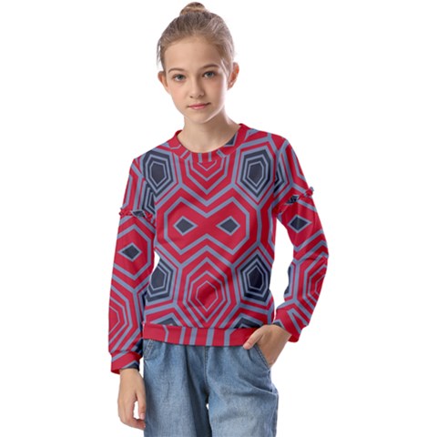 Abstract Pattern Geometric Backgrounds  Kids  Long Sleeve Tee With Frill  by Eskimos