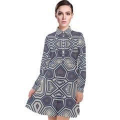 Abstract Pattern Geometric Backgrounds Long Sleeve Chiffon Shirt Dress by Eskimos