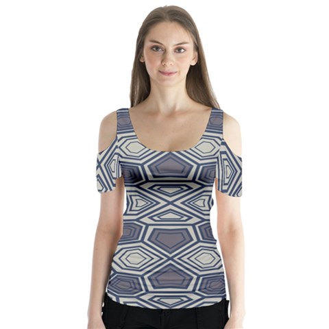 Abstract Pattern Geometric Backgrounds Butterfly Sleeve Cutout Tee  by Eskimos