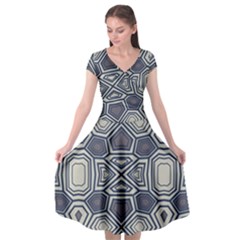 Abstract Pattern Geometric Backgrounds Cap Sleeve Wrap Front Dress by Eskimos