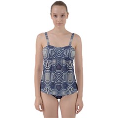 Abstract Pattern Geometric Backgrounds Twist Front Tankini Set by Eskimos