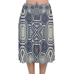 Abstract Pattern Geometric Backgrounds Velvet Flared Midi Skirt by Eskimos