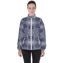 Abstract Pattern Geometric Backgrounds Women s High Neck Windbreaker by Eskimos