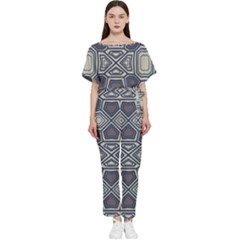 Abstract Pattern Geometric Backgrounds Batwing Lightweight Chiffon Jumpsuit by Eskimos