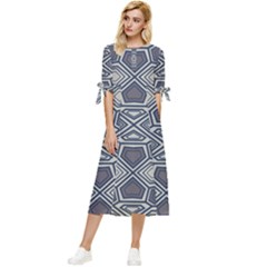 Abstract Pattern Geometric Backgrounds Bow Sleeve Chiffon Midi Dress