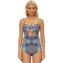 Abstract Pattern Geometric Backgrounds Knot Front One-piece Swimsuit by Eskimos