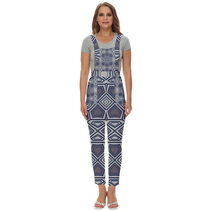 Abstract pattern geometric backgrounds Women s Pinafore Overalls Jumpsuit