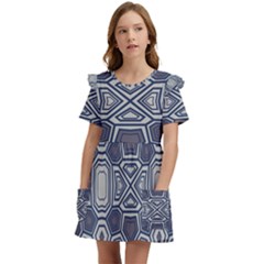 Abstract Pattern Geometric Backgrounds Kids  Frilly Sleeves Pocket Dress by Eskimos