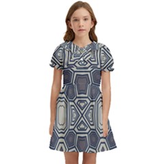 Abstract Pattern Geometric Backgrounds Kids  Bow Tie Puff Sleeve Dress