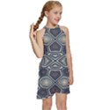 Abstract pattern geometric backgrounds Kids  Halter Collar Waist Tie Chiffon Dress View3