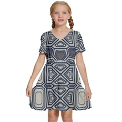 Abstract Pattern Geometric Backgrounds Kids  Short Sleeve Tiered Mini Dress by Eskimos