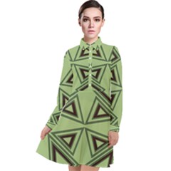 Abstract Pattern Geometric Backgrounds Long Sleeve Chiffon Shirt Dress by Eskimos