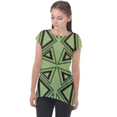 Abstract Pattern Geometric Backgrounds Cap Sleeve High Low Top by Eskimos