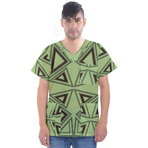 Abstract Pattern Geometric Backgrounds Men s V-neck Scrub Top by Eskimos