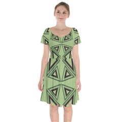 Abstract Pattern Geometric Backgrounds Short Sleeve Bardot Dress by Eskimos