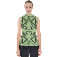 Abstract Pattern Geometric Backgrounds Mock Neck Shell Top by Eskimos