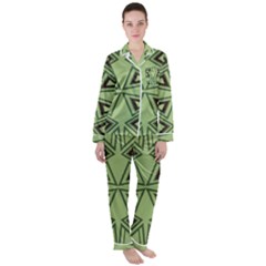 Abstract Pattern Geometric Backgrounds Satin Long Sleeve Pajamas Set by Eskimos