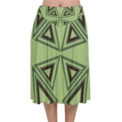 Abstract Pattern Geometric Backgrounds Velvet Flared Midi Skirt by Eskimos