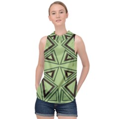 Abstract Pattern Geometric Backgrounds High Neck Satin Top by Eskimos