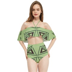 Abstract Pattern Geometric Backgrounds Halter Flowy Bikini Set 