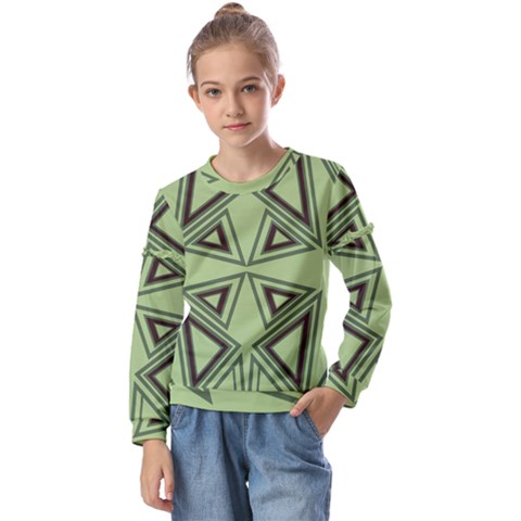 Abstract Pattern Geometric Backgrounds Kids  Long Sleeve Tee With Frill  by Eskimos