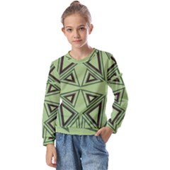 Abstract Pattern Geometric Backgrounds Kids  Long Sleeve Tee With Frill 