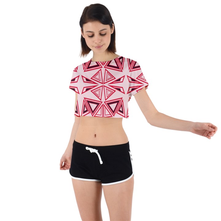 Abstract pattern geometric backgrounds  Tie Back Short Sleeve Crop Tee