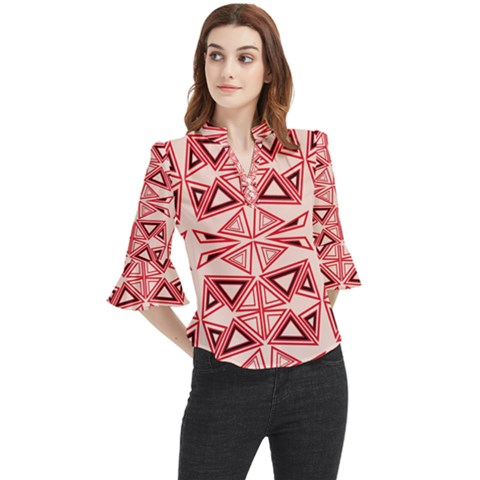 Abstract Pattern Geometric Backgrounds  Loose Horn Sleeve Chiffon Blouse by Eskimos