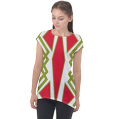 Abstract Pattern Geometric Backgrounds Cap Sleeve High Low Top by Eskimos