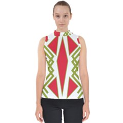 Abstract Pattern Geometric Backgrounds Mock Neck Shell Top by Eskimos