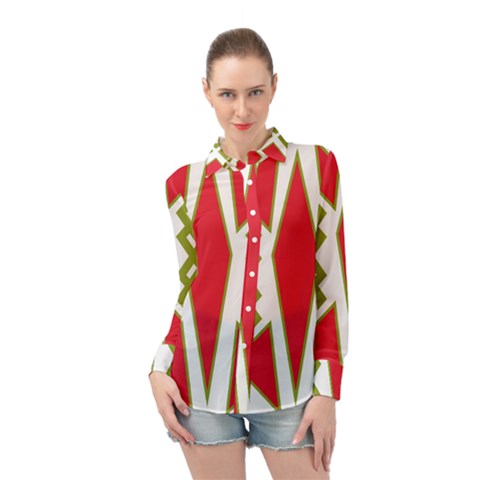 Abstract Pattern Geometric Backgrounds Long Sleeve Chiffon Shirt by Eskimos