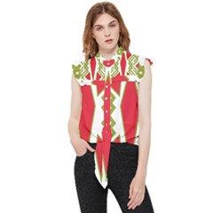 Abstract Pattern Geometric Backgrounds Frill Detail Shirt