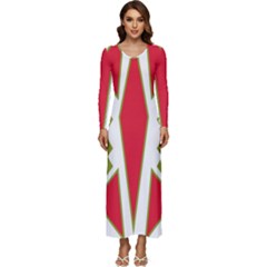 Abstract Pattern Geometric Backgrounds Long Sleeve Velour Longline Maxi Dress