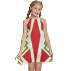 Abstract Pattern Geometric Backgrounds Kids  Halter Collar Waist Tie Chiffon Dress by Eskimos