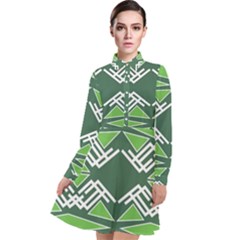 Abstract Pattern Geometric Backgrounds  Long Sleeve Chiffon Shirt Dress by Eskimos