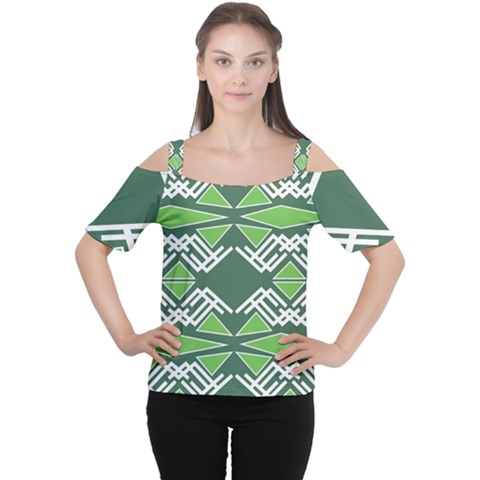 Abstract Pattern Geometric Backgrounds  Cutout Shoulder Tee by Eskimos