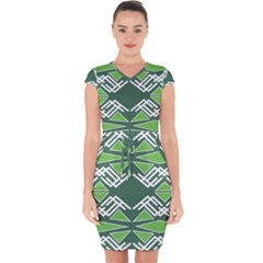 Abstract Pattern Geometric Backgrounds  Capsleeve Drawstring Dress  by Eskimos