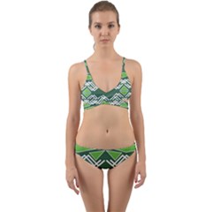 Abstract Pattern Geometric Backgrounds  Wrap Around Bikini Set by Eskimos