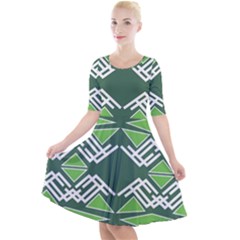 Abstract Pattern Geometric Backgrounds  Quarter Sleeve A-line Dress by Eskimos