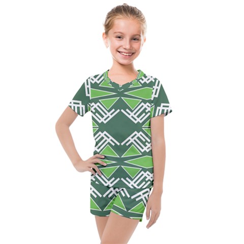 Abstract Pattern Geometric Backgrounds  Kids  Mesh Tee And Shorts Set by Eskimos