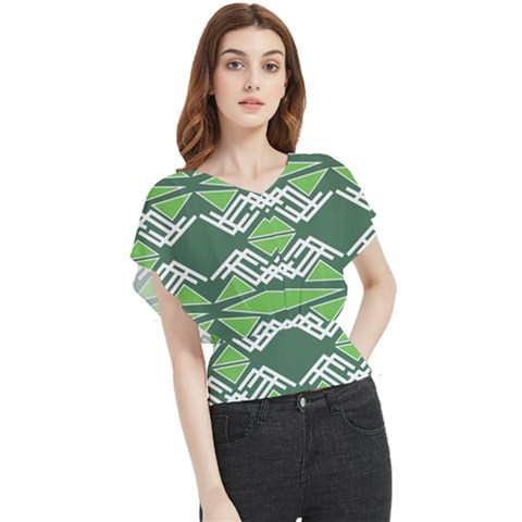 Abstract Pattern Geometric Backgrounds  Butterfly Chiffon Blouse by Eskimos