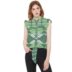 Abstract Pattern Geometric Backgrounds  Frill Detail Shirt by Eskimos