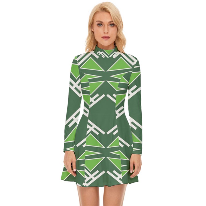 Abstract pattern geometric backgrounds  Long Sleeve Velour Longline Dress