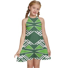 Abstract Pattern Geometric Backgrounds  Kids  Halter Collar Waist Tie Chiffon Dress by Eskimos