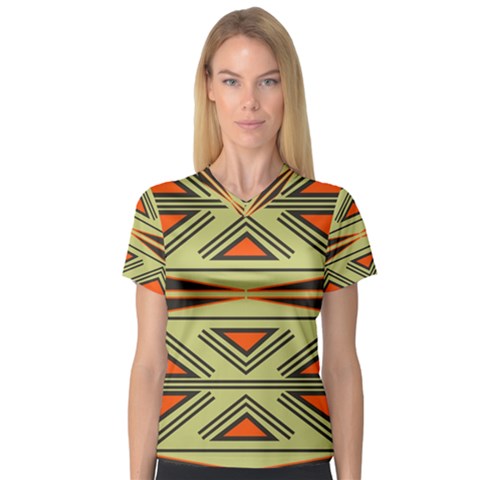 Abstract Pattern Geometric Backgrounds V-neck Sport Mesh Tee by Eskimos