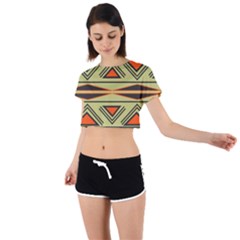 Abstract Pattern Geometric Backgrounds Tie Back Short Sleeve Crop Tee