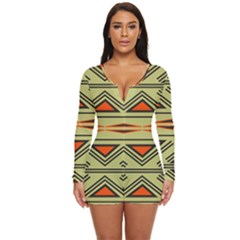 Abstract Pattern Geometric Backgrounds Long Sleeve Boyleg Swimsuit