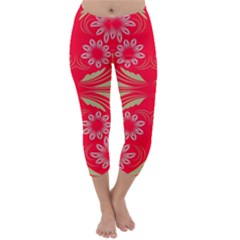 Folk Flowers Print Floral Pattern Ethnic Art Capri Winter Leggings  by Eskimos